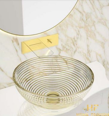 Раковина накладная Glass Design Astro ASTROROTGDF4, цвет - прозрачное золото / хром