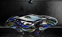Раковина накладная Glass Design Arte Murano Cinque ARTECINQUEMRF4, цвет - синий / черный