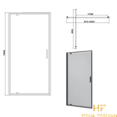 Душові двері в нішу Devit Art 100х190 чорний матовий/прозоре скло (FEN3440B)