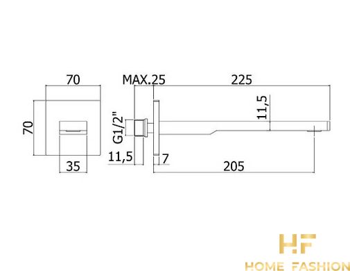 Настенный излив PAFFONI TANGO ZBOC 121 NO, цвет - черный матовый