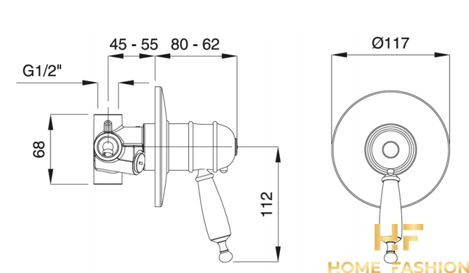 Настінний термостатичний змішувач для душа GAIA CANTERBURY RB6377, колір - хром