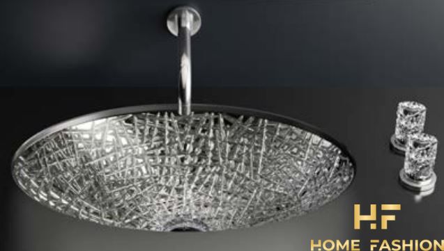 Раковина вбудована під стільницю Glass Design Ice Oval Lux XL Sotto ICEOVXLSSLF4, колір - срібло / хром