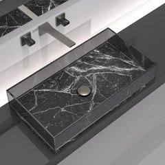 Раковина накладна Glass Design Skyline Marble L SKYLMARBT43, колір - чорний