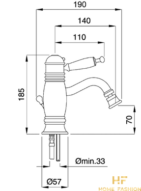 Термостатичний змішувач для біде GAIA CANTERBURY RB6363, колір - хром