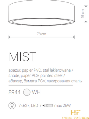 Потолочный светильник Nowodvorski Modern MIST 8944 WH