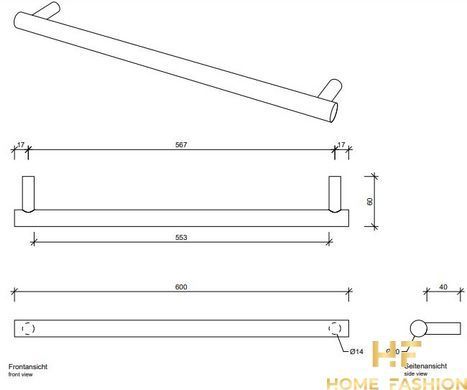 Полотенцедержатель DECOR WALTHER BAR HTE60 0856360, цвет - черный матовый