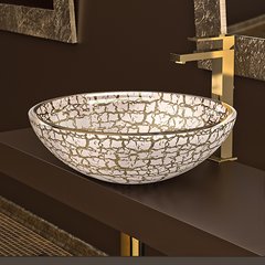 Раковина накладная Glass Design Kalahari 30 KALAHARI30WG, цвет - белый / золото