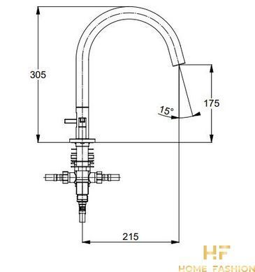 Смеситель для ванны на 4 отверстия Kludi Nova Fonte Puristic хром (204250515)