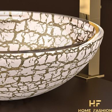 Раковина накладная Glass Design Kalahari 30 KALAHARI30WG, цвет - белый / золото
