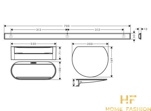 Набор аксессуаров Hansgrohe WallStoris чёрный матовый (27966670)