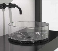 Раковина накладна Glass Design Xtreme Marble Small XREMESMARBT01, колір - чорний / прозорий