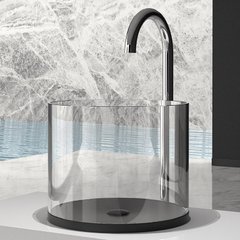 Раковина накладная Glass Design Xtreme Marble medium XREMEMMARBT01, цвет - черный / прозрачный