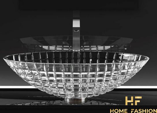 Раковина накладна Glass Design Luxor Oval LUXOROVT01F4, колір - прозорий / хром