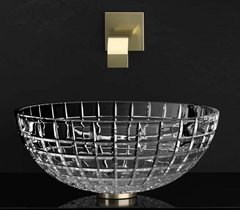 Раковина накладная Glass Design Luxor Round LUXORROT01F3, цвет - прозрачный / золото