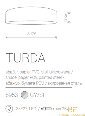 Потолочный светильник Nowodvorski Modern TURDA 8953 GY/SI