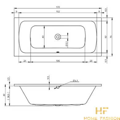 Ванна Devit Comfort 170х75 з ніжками White (17075345)