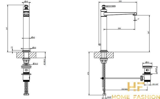 Смеситель для раковины, высокий GESSI VENTI20 65003-031