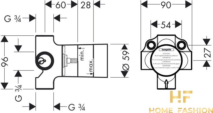 Скрытая часть переключателя HANSGROHE Quattro, 15930180