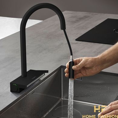 Смеситель для кухни Hansgrohe Aguno Select 170 3jet с вытяжным изливом Sbox Matt Black (73831670)
