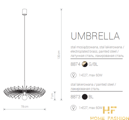 Подвесной светильник Nowodvorski Modern UMBRELLA 8874 G/BL