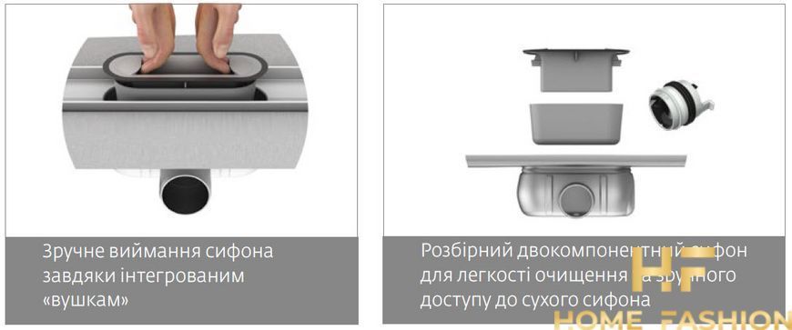 Душовий канал ACO ShowerDrain C-line 785 мм 9010.88.16 без фланця, стандартний сифон