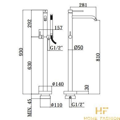 Напольный смеситель для ванны Paffoni Light Steel Looking (LIG032ST)